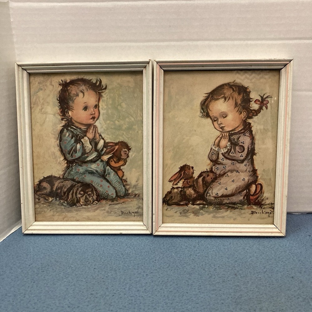 Donald Art Co. "Juveniles" by Jean Bukac MCM Praying Children Lithographs
